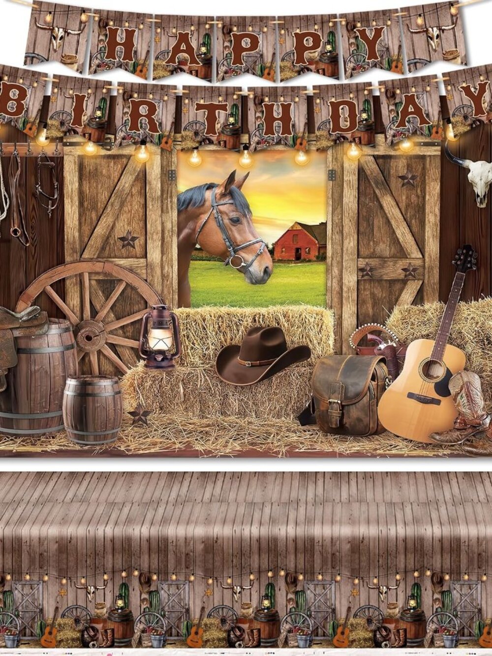 Western Cowboy Birthday Party Supplies Cowboy Party Decorations Include Happy Bi
